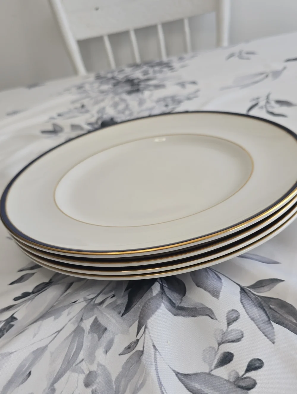 Vintage Royal Doulton Set Of 4 Oxford Blue New Romance Dinner Plates TC 1210